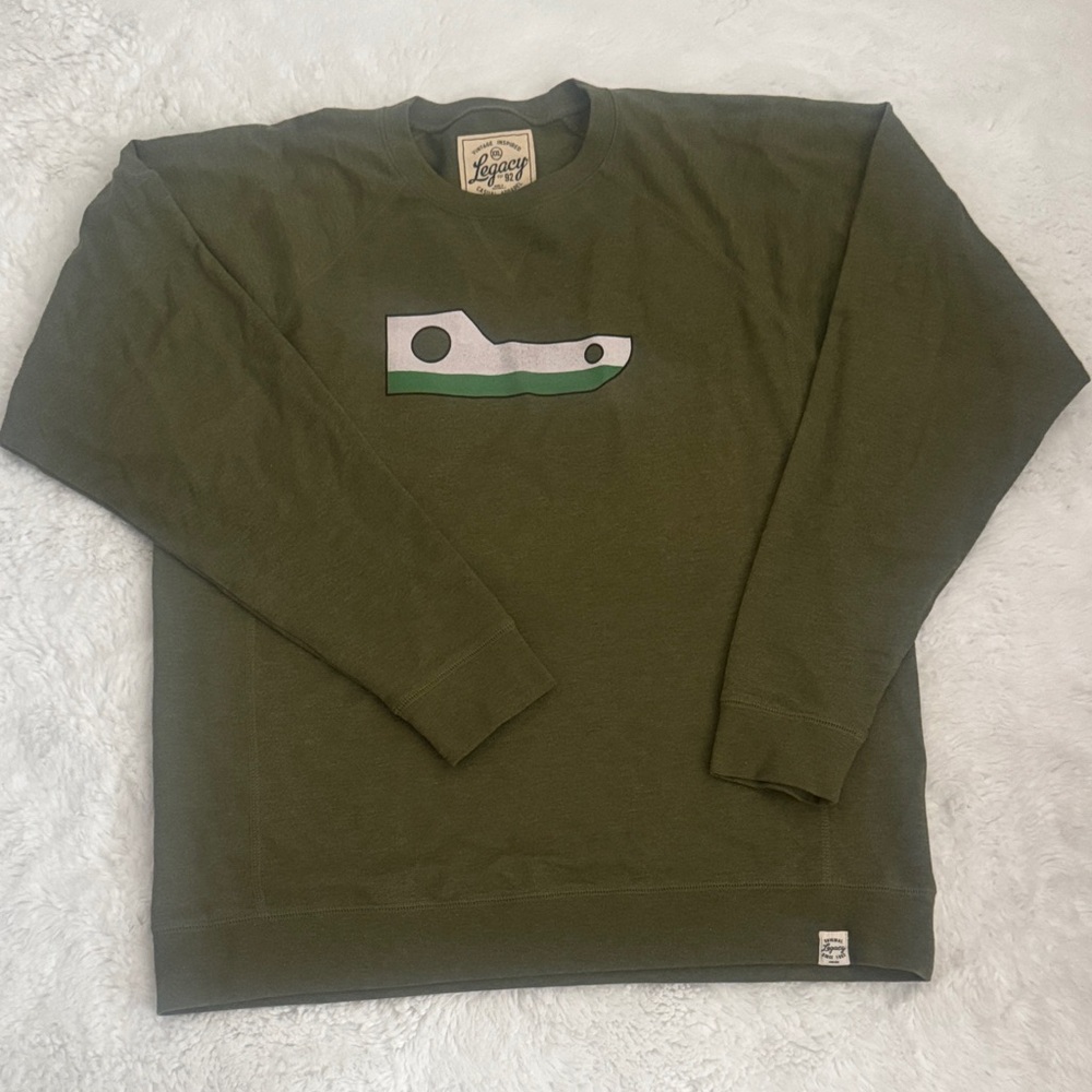 Legacy Men's Olive Green Crewneck Sweater with Chest Graphic